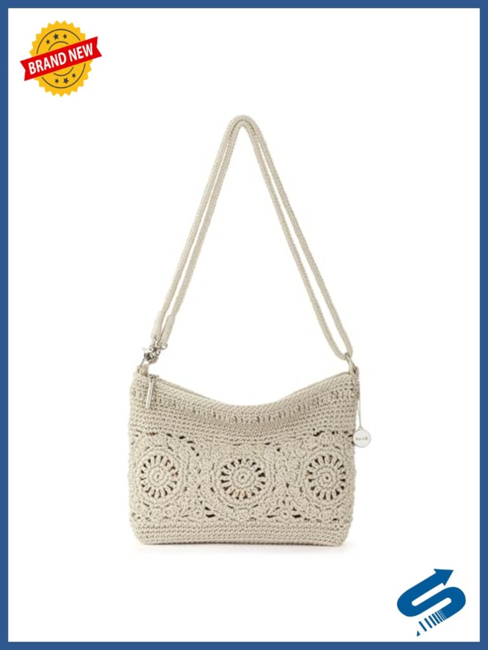Hand Crochet Convertible Crossbody Bag 3-in-1 Purse & Clutch Vegan Lining
